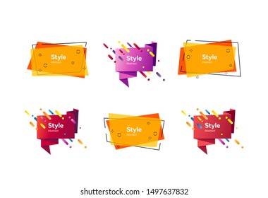 Bright colorful abstract figures. Dynamical colored forms and line. Gradient banners with geometric shapes. Template for the design of website, marketing or presentation. Vector illustration