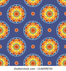 Bright colorful abstract flowers. Vector seamless pattern