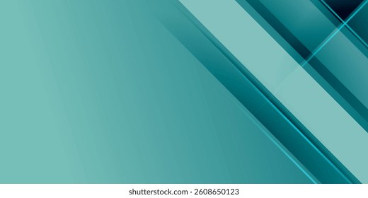 Bright colorful abstract geometric background with green turquoise gradient color combination. Simple overlap papercut pattern color lines on background