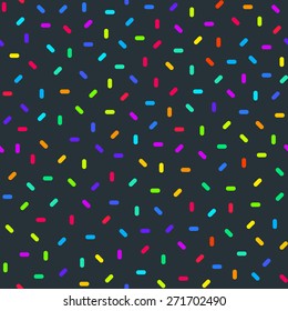 Bright Colorful Abstract Seamless Pattern with Confetti. Vector Endless Background. Holiday Illustration.