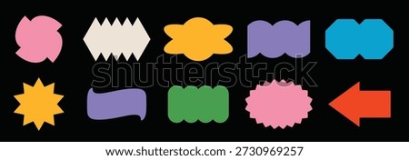 bright colorful abstract sticker shape set groovy geometric