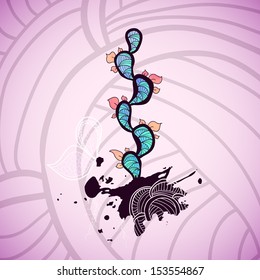 Bright colorful abstract tree, green cyan color, graffiti style, vector illustration background