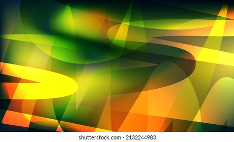 Bright colorful abstract wallpaper. Chaotically overlapping smooth shapes, wavy stripes, lines, highlights and glows. Vector. 