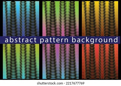 Bright colorful abstract waves background set. Vector illustration.