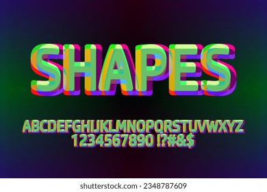 Bright colorful alphabet and numbers. Typography festive font style for greeting card, poster, cover text design.