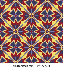 Bright colorful art seamless pattern. Overlapping art forms, stripes, polygons, segments are grouped and arranged in a certain order. Vector. 