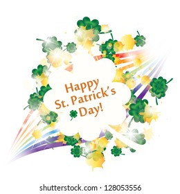 Bright and colorful artwork with rainbow and clover special for St. Patrick's Day cards and posters