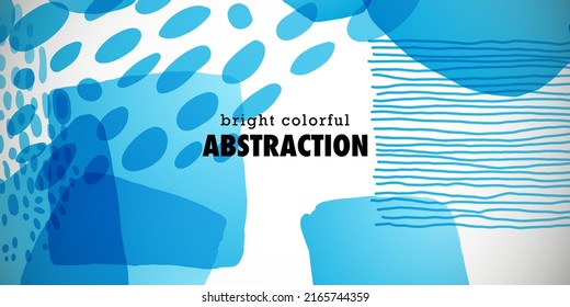 Bright colorful background with abstract spots, shapes and lines. Great for printing, posters, flyers, packaging, invitations, postcards, textile designs and other accessories.
