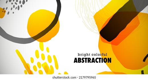 Bright colorful background with abstract spots, shapes and lines. Great for printing, posters, flyers, packaging, invitations, postcards, textile designs and other accessories.
