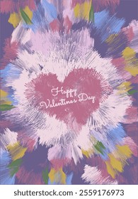 bright colorful background, basis for holiday greetings, shaggy heart with congratulatory inscription, colorful terry background, poster for February 14, vector graphics