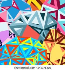 bright colorful background of different triangles 