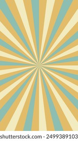 The bright colorful background features straight lines in a retro style, with vintage effects, using shades of blue, yellow, and beige