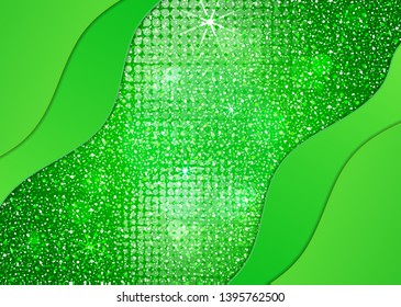 Bright colorful background with glitter effect. Abstract waves, layers. Empty space for text. Trendy modern vector illustration for your design.
