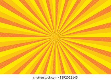 bright colorful background with radial lines and halftone dots for retro illustration in pop art style. easy to edit and customize. eps 10