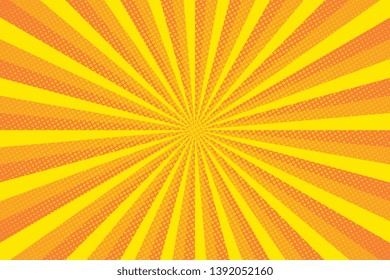 bright colorful background with radial lines and halftone dots for retro illustration in pop art style. easy to edit and customize. eps 10