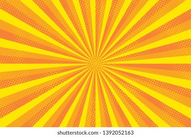 bright colorful background with radial lines and halftone dots for retro illustration in pop art style. easy to edit and customize. eps 10