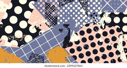 Bright colorful background with shapes with different textures. Abstract print, design