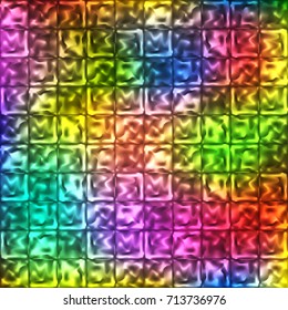 Bright colorful background with square neon elements. Vector illustration
