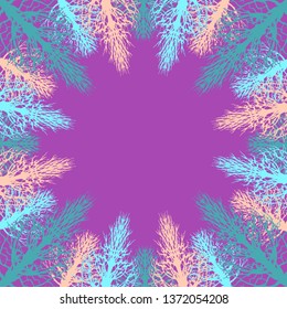 bright colorful background with a stylized silhouette of trees, can be used as a basis for a postcard or as a background