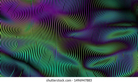 Bright colorful background. Wavy backdrop. Holographic gradient. 