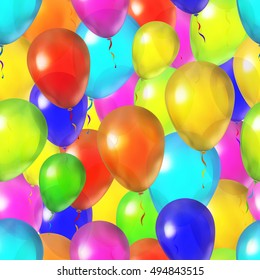 A lot of bright colorful balloons, seamless pattern