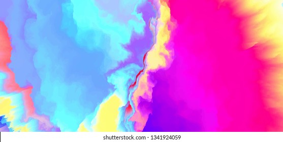 Bright Colorful Banner with Paint Splashes. Abstract Holi Paint Texture. Rainbow Colored Poster Design.