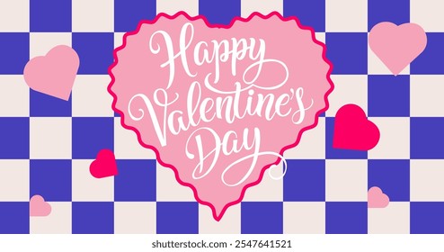 Bright colorful banner with Valentine's Day in pop style. Background for banner, print, leaflet printing. Vector graphics.