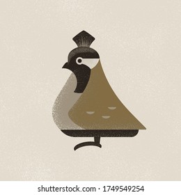 A bright, colorful bird is raised with a crest on its head. Vector illustration on a colored background. Logo. Flat design.
