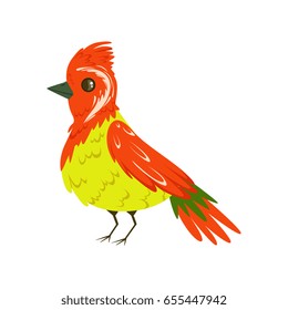 Bright colorful bird with a tuft vector Illustration