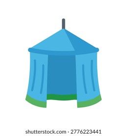 Bright and colorful blue plastic bird feeder house with green base, perfect for garden decoration, outdoor use, and wildlife photography.