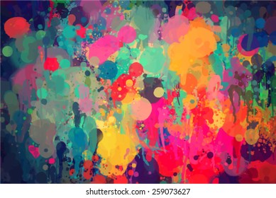 Bright colorful brush strokes background. Vector version