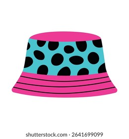 Bright Colorful Bucket Hat Isolated Vector Illustration. Ideal for fashion-themed projects and playful design concepts.
