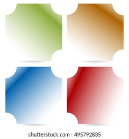 Bright colorful button, badge shapes with shadow