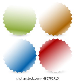 Bright colorful button, badge shapes with shadow