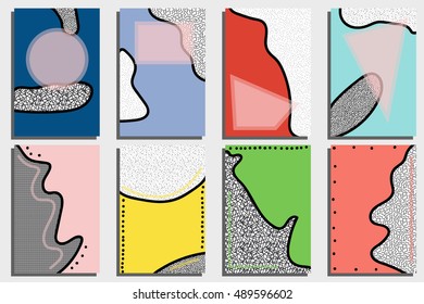 Bright colorful cards. Retro styled template. 