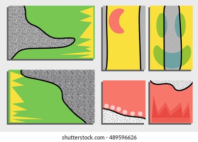 Bright colorful cards. Retro styled template. 