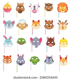 Bright and Colorful Cartoon Animal Faces Perfect for Whimsical and Playful Designs