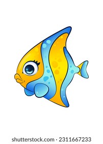 Bright and Colorful Cartoon Fish. Children's Vector Illustration. Vibrant and lively vector illustration of a cute and friendly fish character, perfect for children's designs.