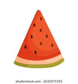 Bright and colorful cartoon-style watermelon slice with seeds and a green rind, symbolizing summer, freshness, and delicious tropical fruit. Cartoon Watermelon Slice with Seeds and Rind