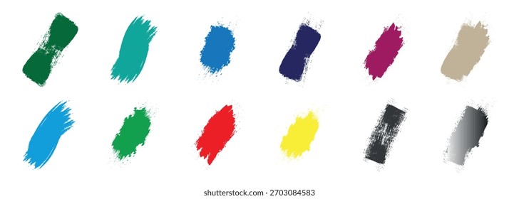 Bright colorful childish scribble set.  Collection of grunge red brush strokes of various lengths and texture. Set of colorful brush strokes, lines, Brush stain. 