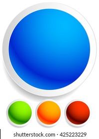 Bright, colorful circle button, badge, pin backgrounds with borders