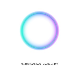 A bright, colorful circle featuring a gradient with a gentle halo effect, blending hues of blue, green, and purple.