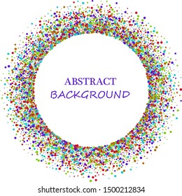 Bright colorful circle made of multicolored confetti on a white background. Graphic art element for holiday design project.