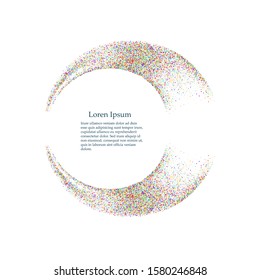 Bright colorful circle made of waves. Multi-colored confetti on a white background. Graphic art element for a festive design project.