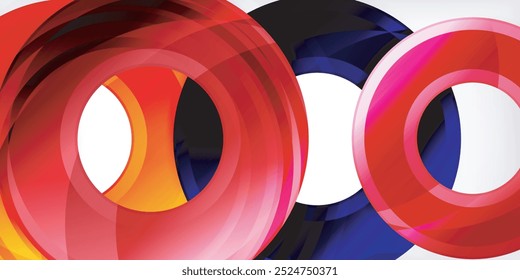 Bright colorful circles with light effects. Abstract background