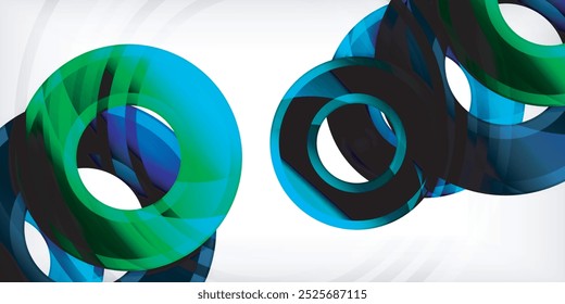 Bright colorful circles with light effects. Abstract background