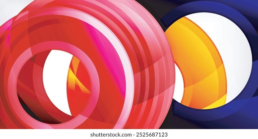 Bright colorful circles with light effects. Abstract background