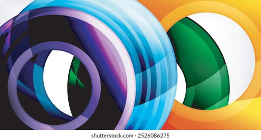 Bright colorful circles with light effects. Abstract background