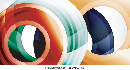 Bright colorful circles with light effects. Abstract background