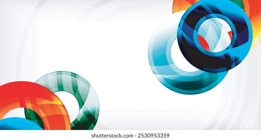 Bright colorful circles with light effects. Abstract background